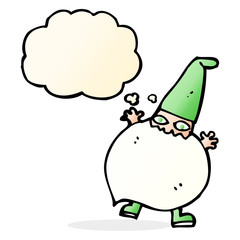 cartoon tiny santa with thought bubble