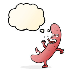 cartoon sausage with thought bubble