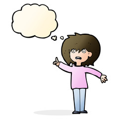 cartoon woman asking question with thought bubble