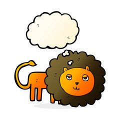 cartoon lion with thought bubble