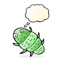 cartoon bug with thought bubble