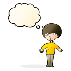 cartoon surprised man with thought bubble