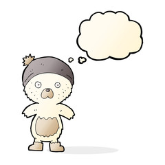 cartoon cute teddy bear with thought bubble