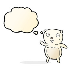 cartoon polar bear cub with thought bubble