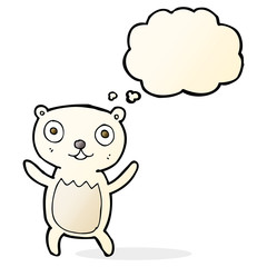 cartoon polar bear cub with thought bubble