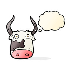 cartoon cow with thought bubble
