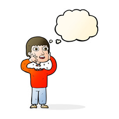 cartoon secret robot with thought bubble