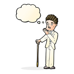 cartoon shocked gentleman with thought bubble