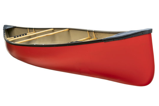 red tandem canoe isolated