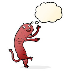 cartoon gross little monster with thought bubble