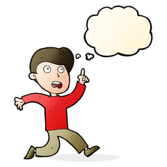 Fototapeta premium cartoon boy panicking with thought bubble