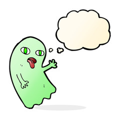 funny cartoon ghost with thought bubble