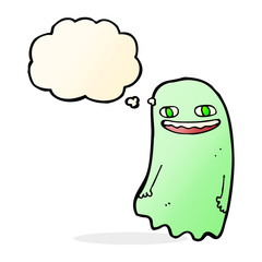 funny cartoon ghost with thought bubble