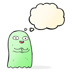 funny cartoon ghost with thought bubble
