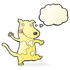 cartoon happy dog with thought bubble