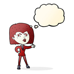 cartoon vampire girl with thought bubble