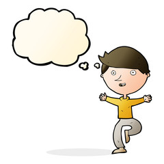 cartoon excited man with thought bubble