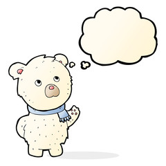 cartoon cute polar bear with thought bubble