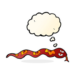 cartoon hissing snake with thought bubble