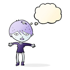 cartoon vampire girl with thought bubble