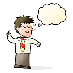 cartoon man with good idea with thought bubble
