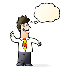 cartoon man with good idea with thought bubble