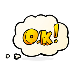 cartoon OK symbol with thought bubble