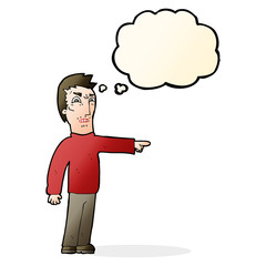 cartoon angry man pointing with thought bubble