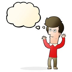 cartoon shocked man with thought bubble