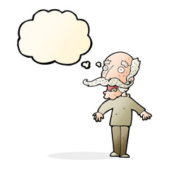 cartoon old man gasping in surprise with thought bubble