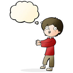 cartoon shocked boy with thought bubble