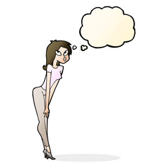 cartoon attractive girl with thought bubble