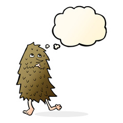 cartoon monster with thought bubble