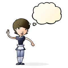 cartoon waitress taking order with thought bubble