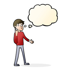 cartoon man asking question with thought bubble