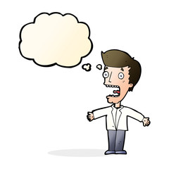 cartoon screaming man with thought bubble