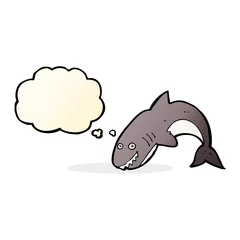 Tuinposter cartoon shark with thought bubble © lineartestpilot