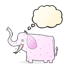 cartoon happy elephant with thought bubble