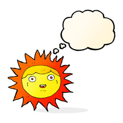 sun cartoon character with thought bubble