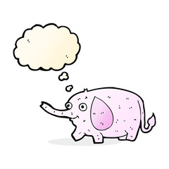 cartoon funny little elephant with thought bubble