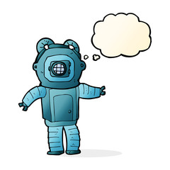 cartoon deep sea diver  with thought bubble