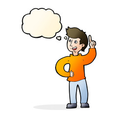 cartoon man with idea with thought bubble