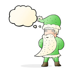 cartoon santa claus with thought bubble