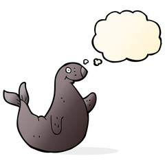 cartoon seal with thought bubble
