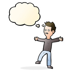 cartoon startled boy with thought bubble