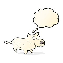 cartoon happy little dog with thought bubble