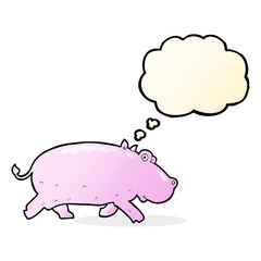 cartoon hippopotamus with thought bubble