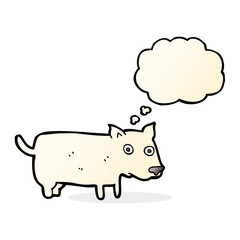 cartoon little dog with thought bubble