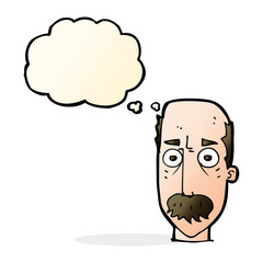 cartoon man with mustache with thought bubble