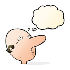cartoon balding man with thought bubble